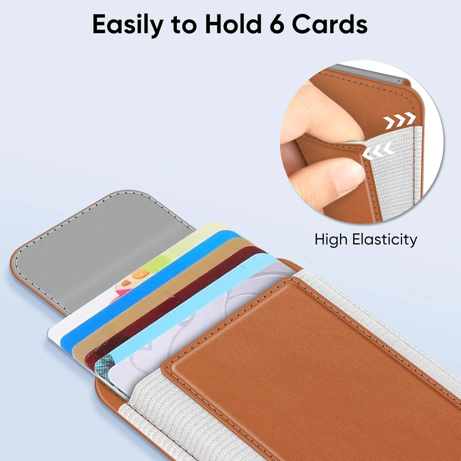 FINPAC MagSafe Wallet, Magnetic Card Wallet Holder for iPhone 16/15/14/13/12 Series, Safe RFID Blocking Slim Leather 6 Card Holder for Women Men, Light Brown