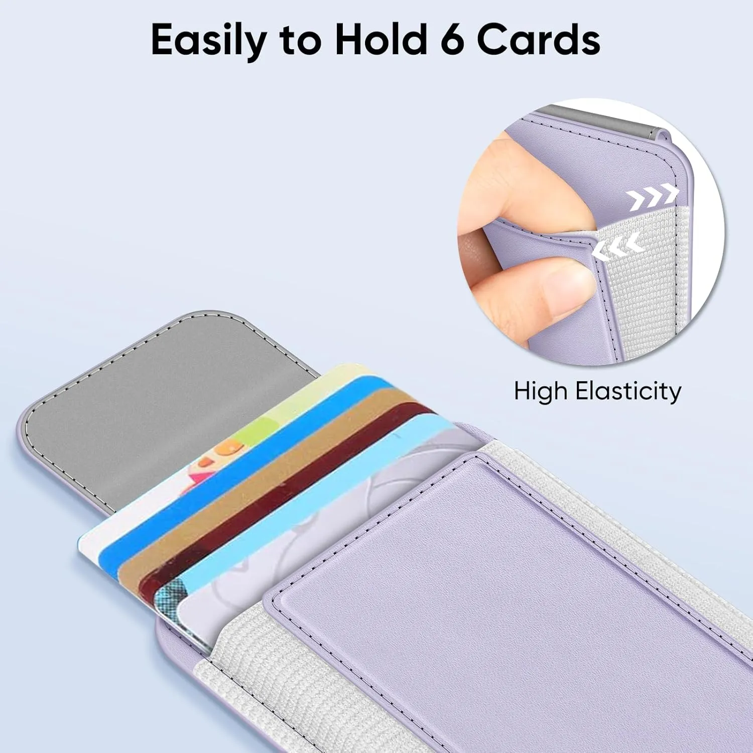 FINPAC MagSafe Wallet, Magnetic Card Wallet Holder for iPhone 16/15/14/13/12 Series, Safe RFID Blocking Slim Leather 6 Card Holder for Women Men, Light Purple