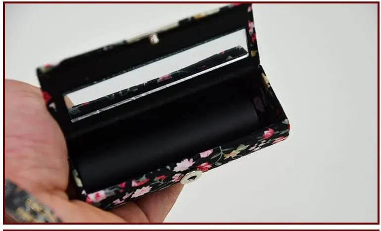 Floral Silk Brocade Empty Jewelry Lipstick Case with Mirror Cosmetic Packaging Boxes Lip gloss Tube Lip Balm Container 12pcs/lot (Mixed Color (12 pcs))