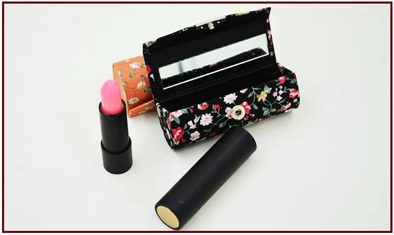 Floral Silk Brocade Empty Jewelry Lipstick Case with Mirror Cosmetic Packaging Boxes Lip gloss Tube Lip Balm Container 12pcs/lot (Mixed Color (12 pcs))