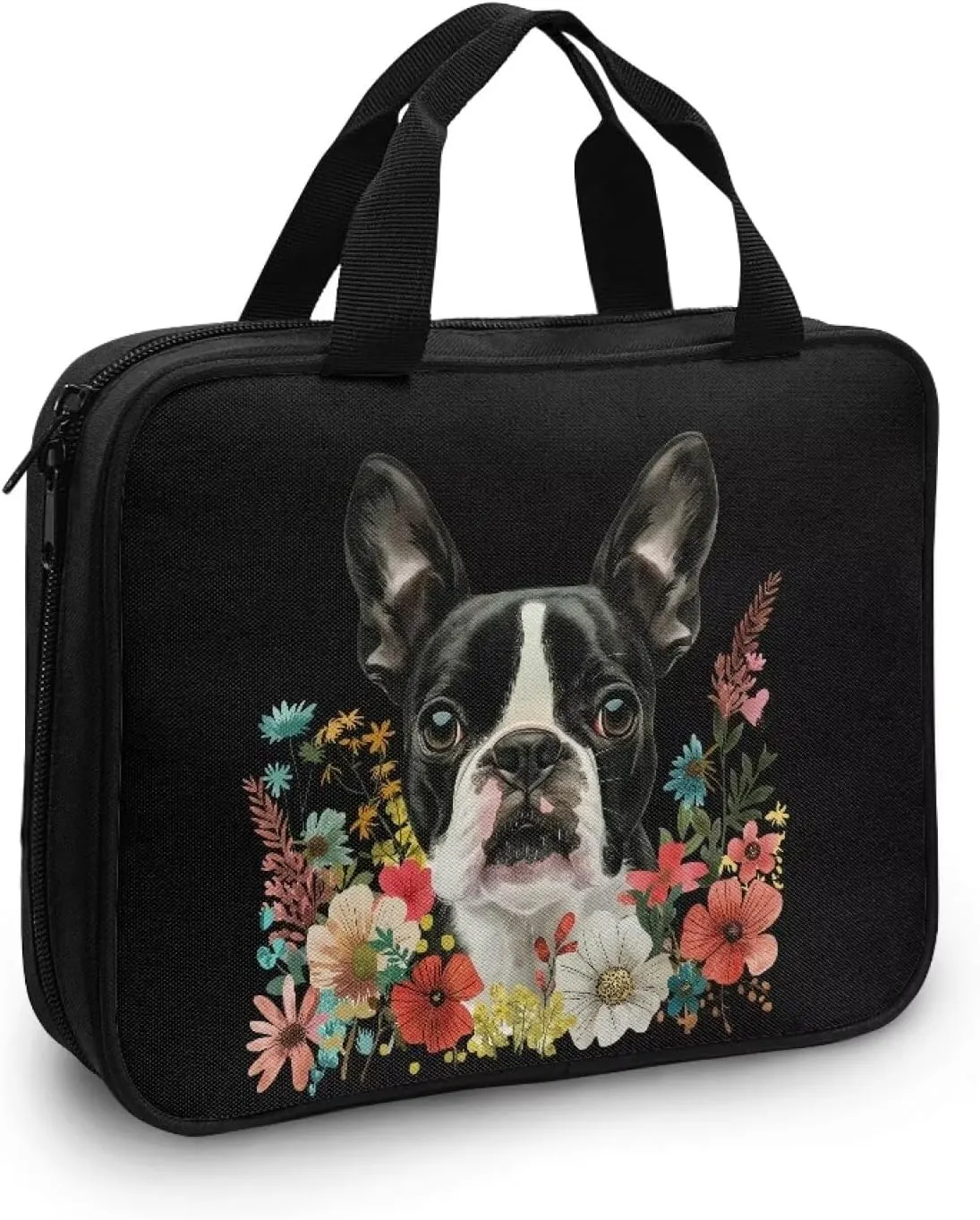 Flowers Dog Print Bible Cover for Boys Girls Bible Study Bag for Boys and Girls,Cute Bible Case Christmas Gift,Cover for Bible Bible Crossbody Bag Bible Holder Case with Handle for Kids
