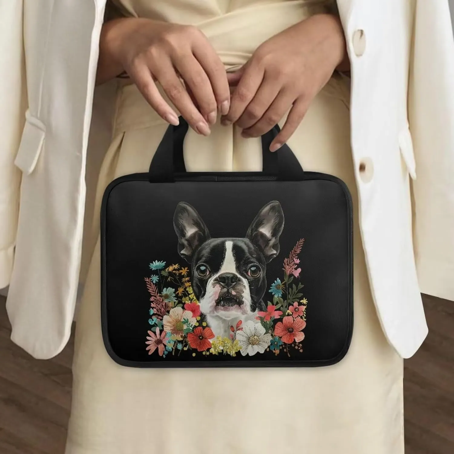 Flowers Dog Print Bible Cover for Boys Girls Bible Study Bag for Boys and Girls,Cute Bible Case Christmas Gift,Cover for Bible Bible Crossbody Bag Bible Holder Case with Handle for Kids