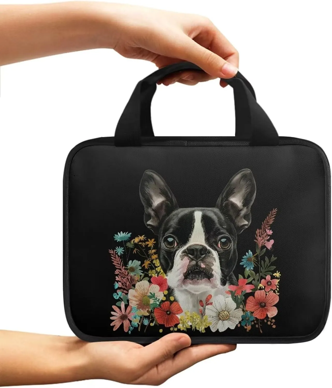 Flowers Dog Print Bible Cover for Boys Girls Bible Study Bag for Boys and Girls,Cute Bible Case Christmas Gift,Cover for Bible Bible Crossbody Bag Bible Holder Case with Handle for Kids