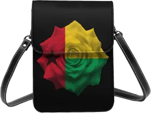 Flowers Guinea Bissau Flag Small Crossbody Bag Is A Shoulder Bag Designed For Women And Girls Cell Phone Crossbody Wallet Purses With Card Slots Adjustable Strap