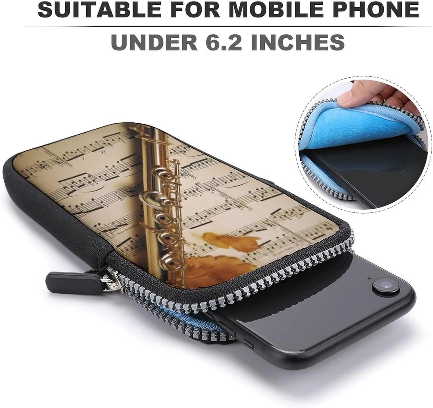 Flute Music Small Crossbody Bag for Women,Lightweight Mini Shoulder Bag Wallet Cell Phone Purse For Running,Travel,Commuting