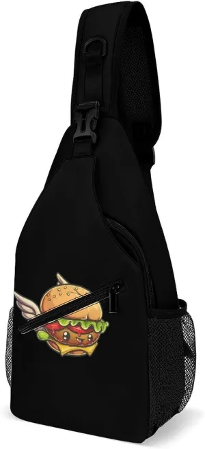 Flying Hamburger Knight Crossbody Bag Over Shoulder Sling Backpack Casual Cross Chest Side Pouch 38x20cm