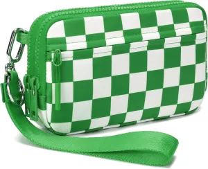 FODOKO Wristlet wallets for women Nylon Quilted Wallet with 4 Zippers,Travel Credit Card,Holder Cell Phone Organizer,coin purse