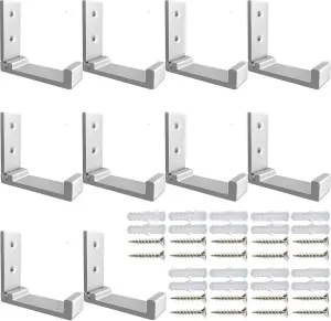 Folding Coat Hooks, 10Pcs Wall Hooks for Hanging Coat Towel Hooks Hardware Heavy Duty Aluminum Alloy Headphone Holder Hooks No Rust Wall Mounted with Screws for Bags Fitness Equipment (10Pcs-Silvery)