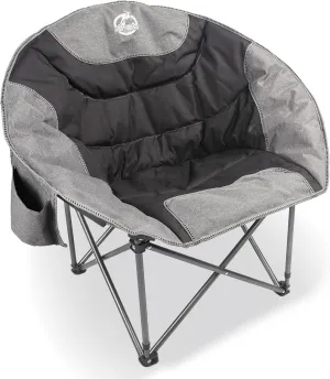 Folding Compact Camping Moon Chair, Outdoor Padded Saucer Round Chair w/Cup Holder Supports up to 300 lbs for Beach Hiking Fishing Picnic Lawn,Black