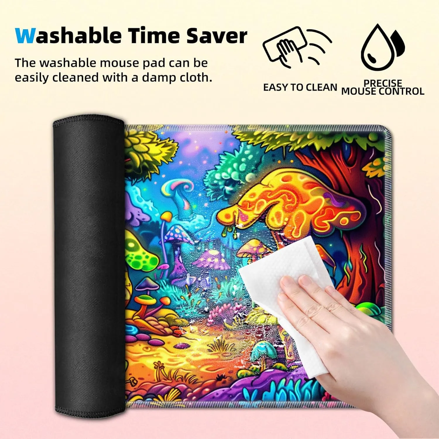 for MTG Playmat in Storage Bag, Commander Board Game Play Mat Desk Pad, Hand-Painted Stitched Edges Aged Map 27.6x15.7 in,Ideal for TCG/MTG/CCG/RPG Game Playmat, Colorful Mushroom