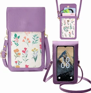 for Schok Volt SV67Q SV67332 Case with Crossbody Strap Lanyard, HD [Transparent Touch Screen] Phone Bag, PU Leather Cover Wallet Holster Credit Card Slots Holder [Clip Magnetic Buckle] Purple