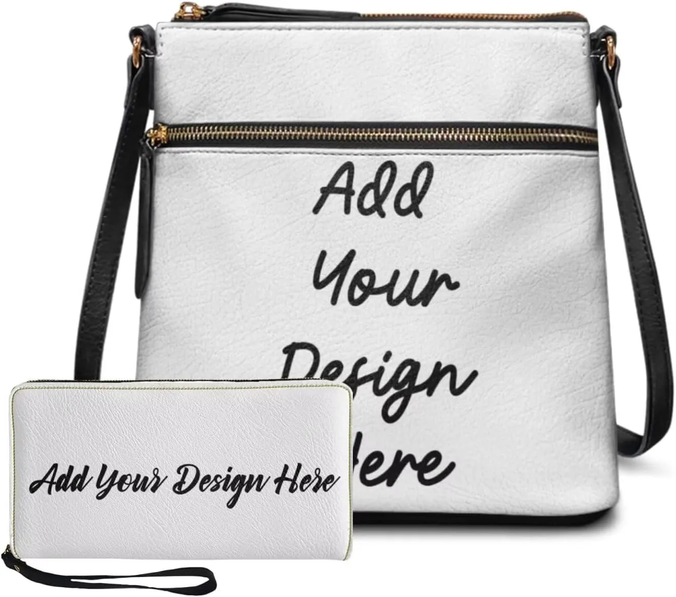FOR U DESIGNS Leather Crossbody Bags for Women Trendy Travel Shoulder Satchel Handbags Zipper Closure Purse and Wallet Set