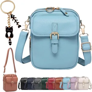Forcipower Crossbody Bag, Vintage Double Layer Large Capacity Mini Crossbody Leather Bags with 10 Card Slots