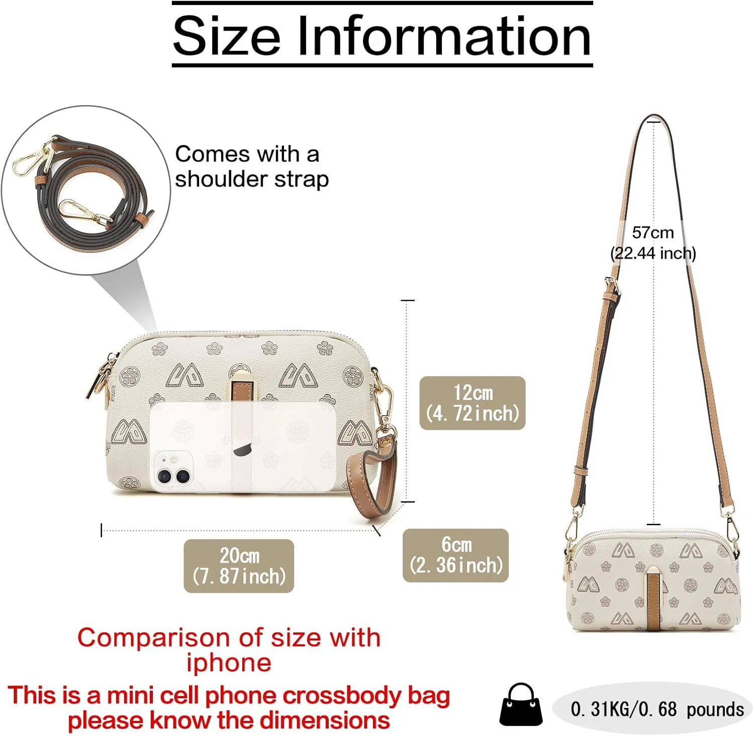 FOXLOVER Small Crossbody Bag for Women PVC Leather Cell Phone Holder Credit Card Slot Shoulder Bag Purse Lightweight Handbags