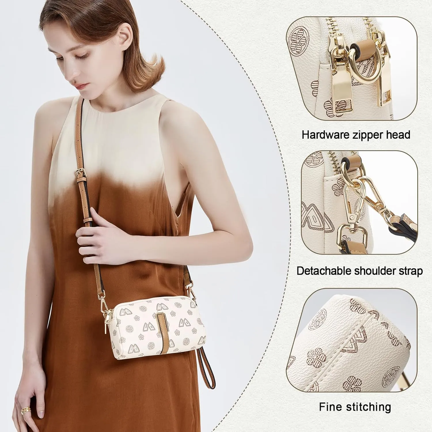 FOXLOVER Small Crossbody Bag for Women PVC Leather Cell Phone Holder Credit Card Slot Shoulder Bag Purse Lightweight Handbags