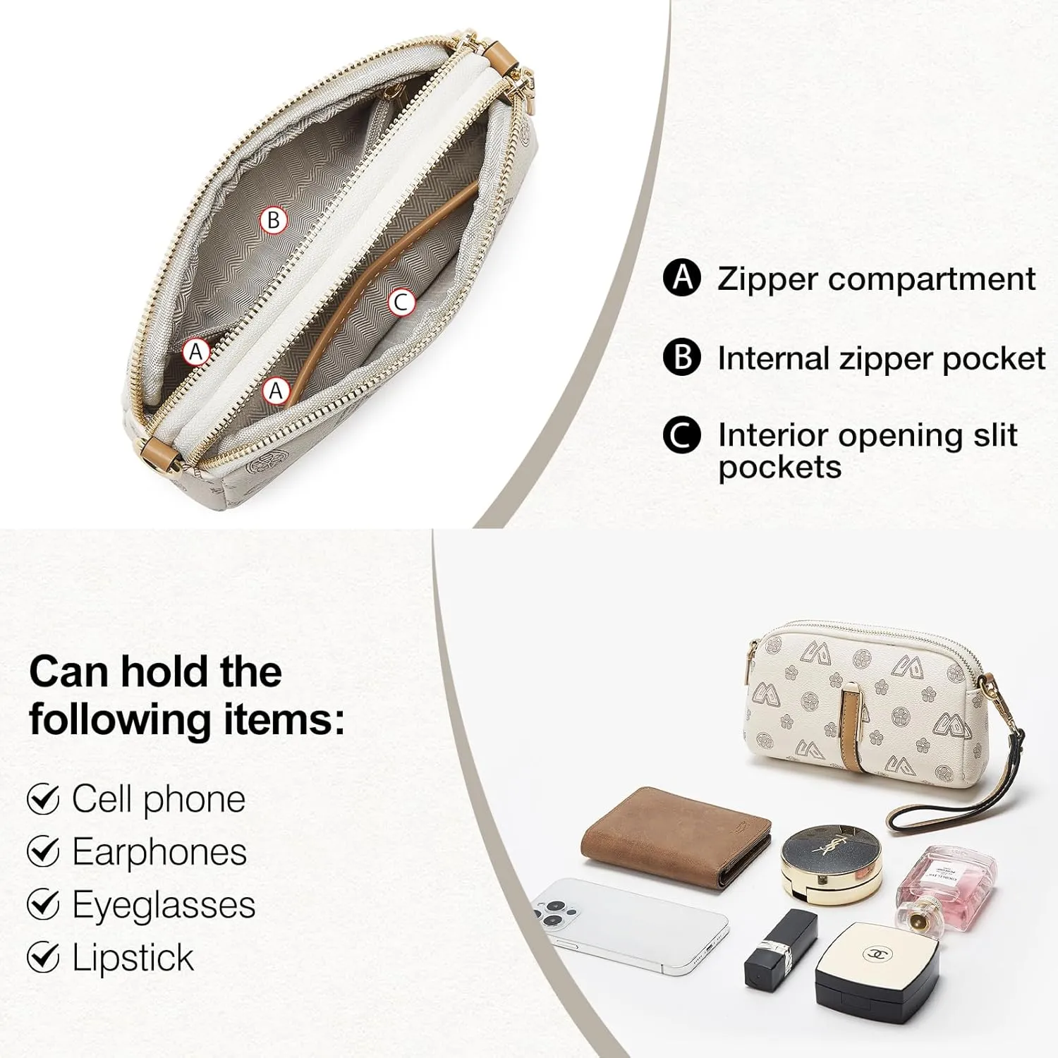 FOXLOVER Small Crossbody Bag for Women PVC Leather Cell Phone Holder Credit Card Slot Shoulder Bag Purse Lightweight Handbags