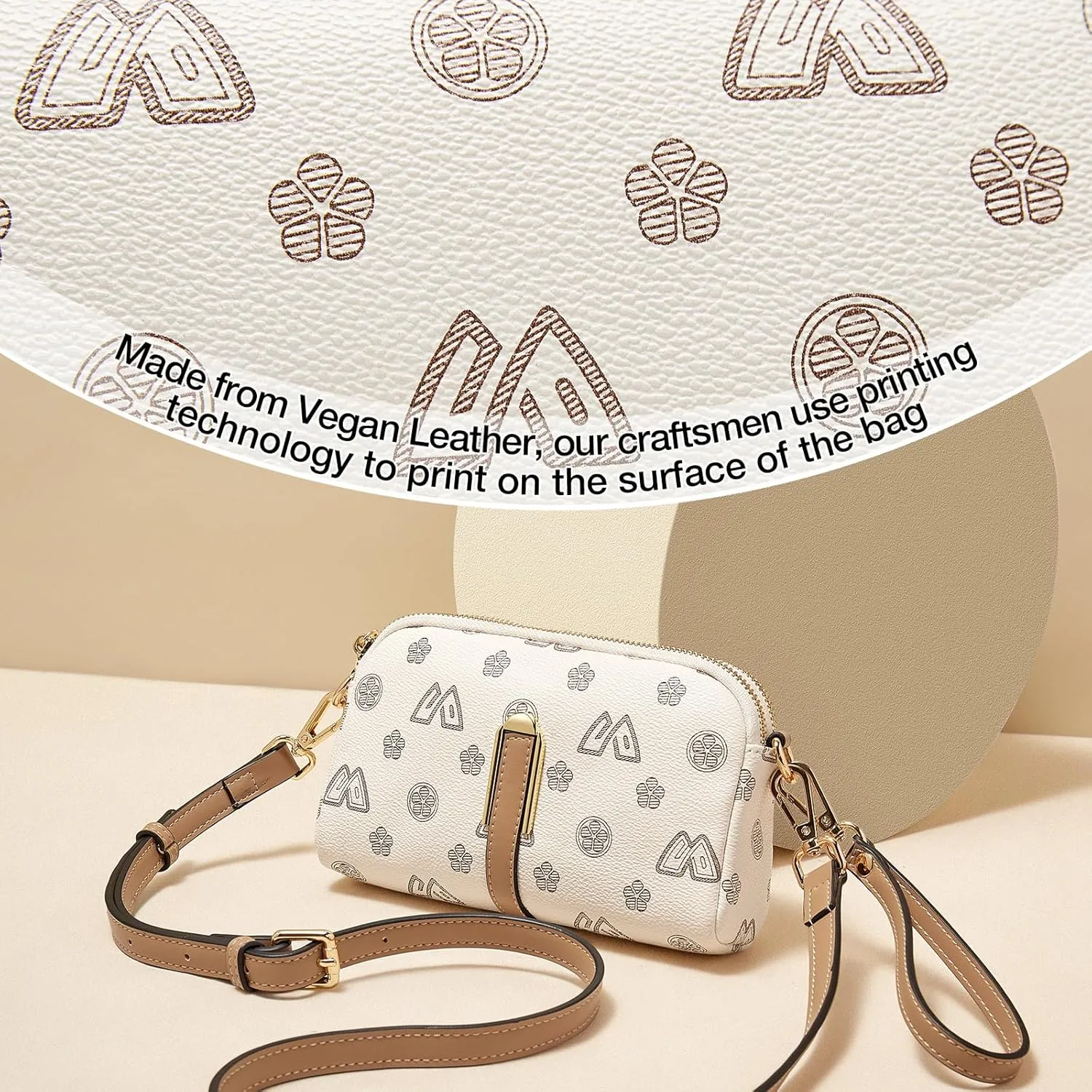 FOXLOVER Small Crossbody Bag for Women PVC Leather Cell Phone Holder Credit Card Slot Shoulder Bag Purse Lightweight Handbags