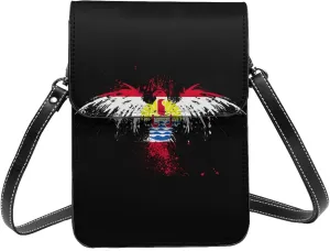 French Polynesia Polynesians Eagle Flag Small Crossbody Bag Is A Shoulder Bag Designed For Women And Girls Cell Phone Crossbody Wallet Purses With Card Slots Adjustable Strap
