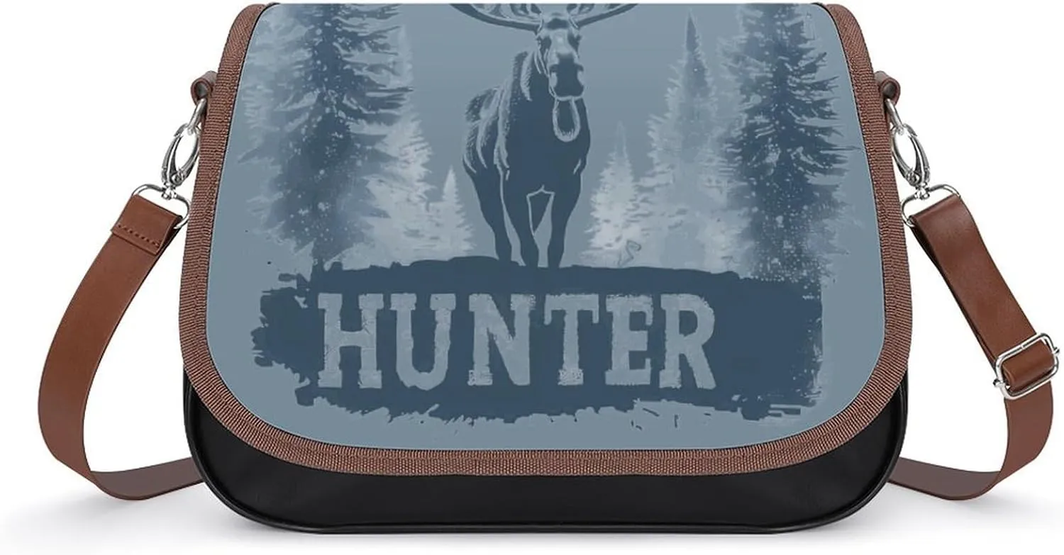 Funny Moose Hunter Crossbody Bags for Women Fashion Purse Shoulder Bag Handbags with Adjustable Strap