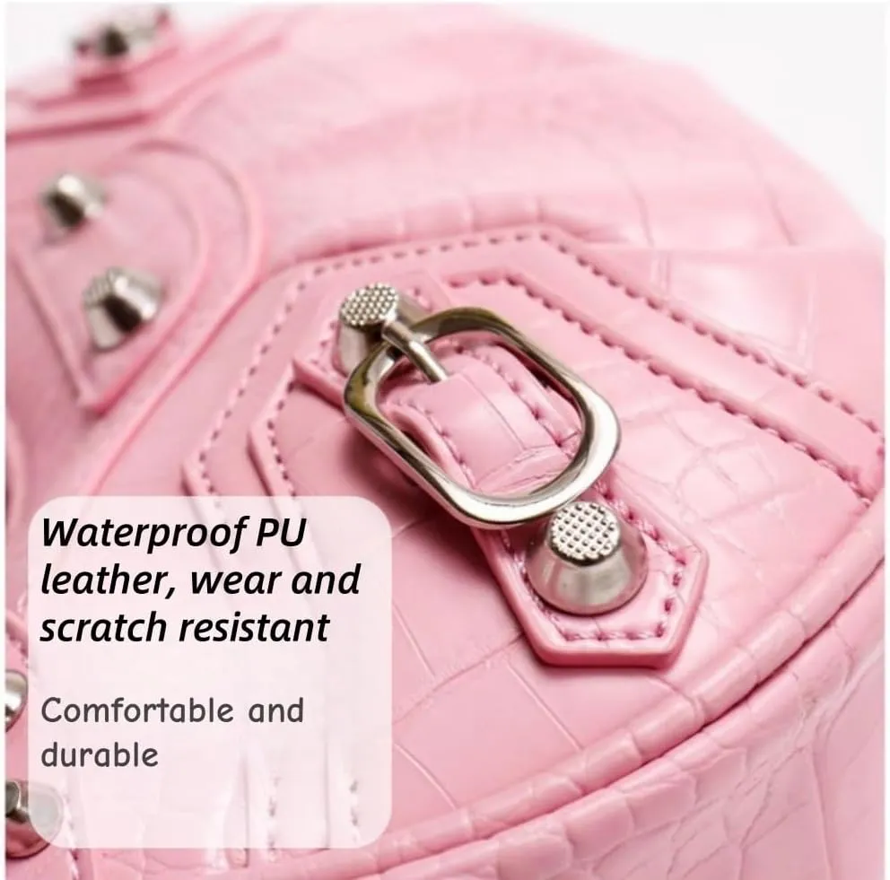 FUNSEED Women's Shoulder Bag Fashion Y2K Rivet Tassel Textured Purse Crossbody Bag Mirrored Card Holder