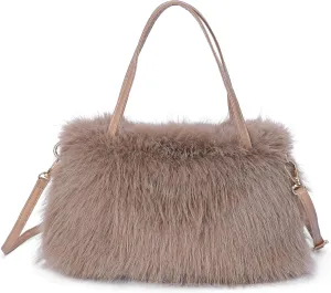 Furry Faux Fluffy Fur Purse for Women, Fuzzy Tote Crossbody Shoulder Bag Handbag
