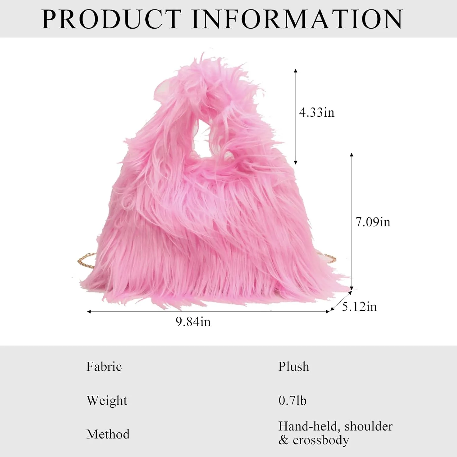 Furry Purse for Women, Faux Fur Bag Y2k Purse Fluffy Tote Bag Fuzzy Crossbody Handbags