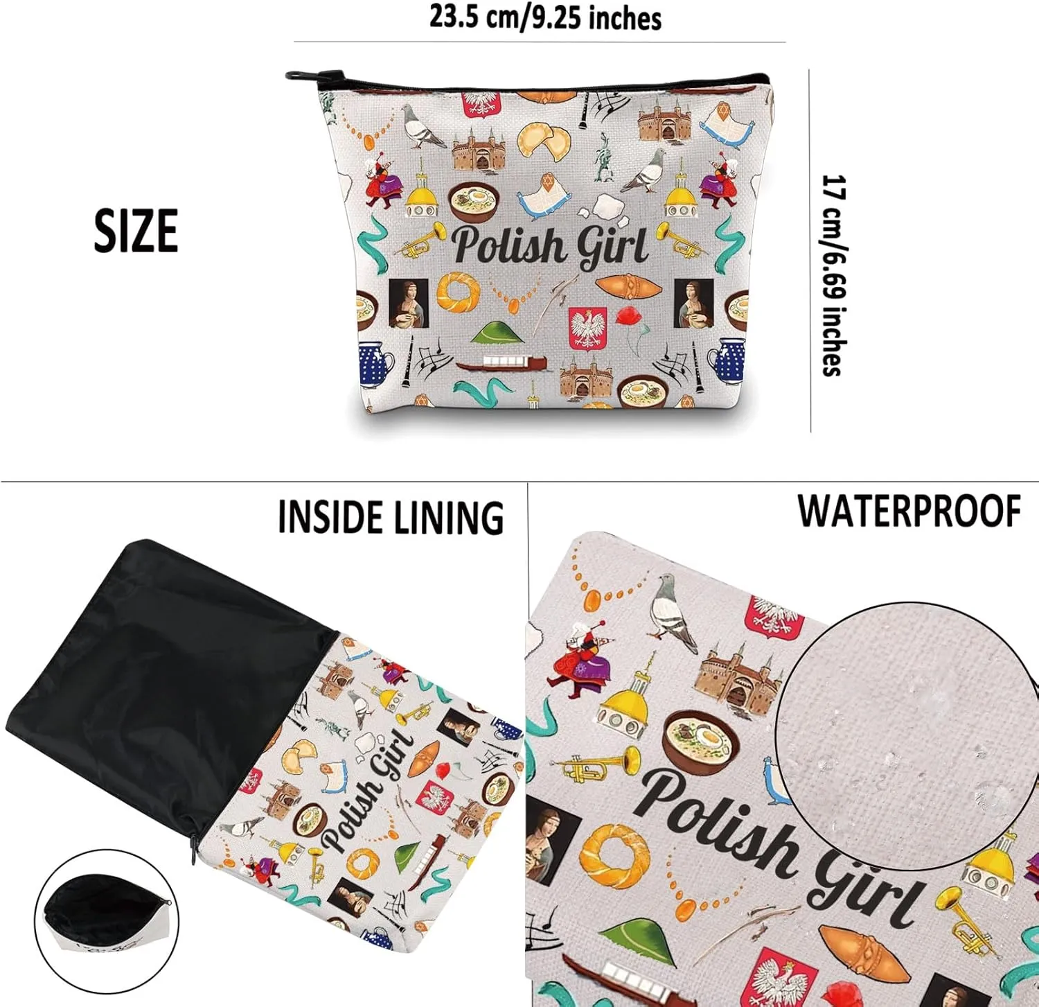 G2TUP Funny Lover Makeup Bag - Polish Landmarks Cosmetic Bag - Vacation Gift Souvenir