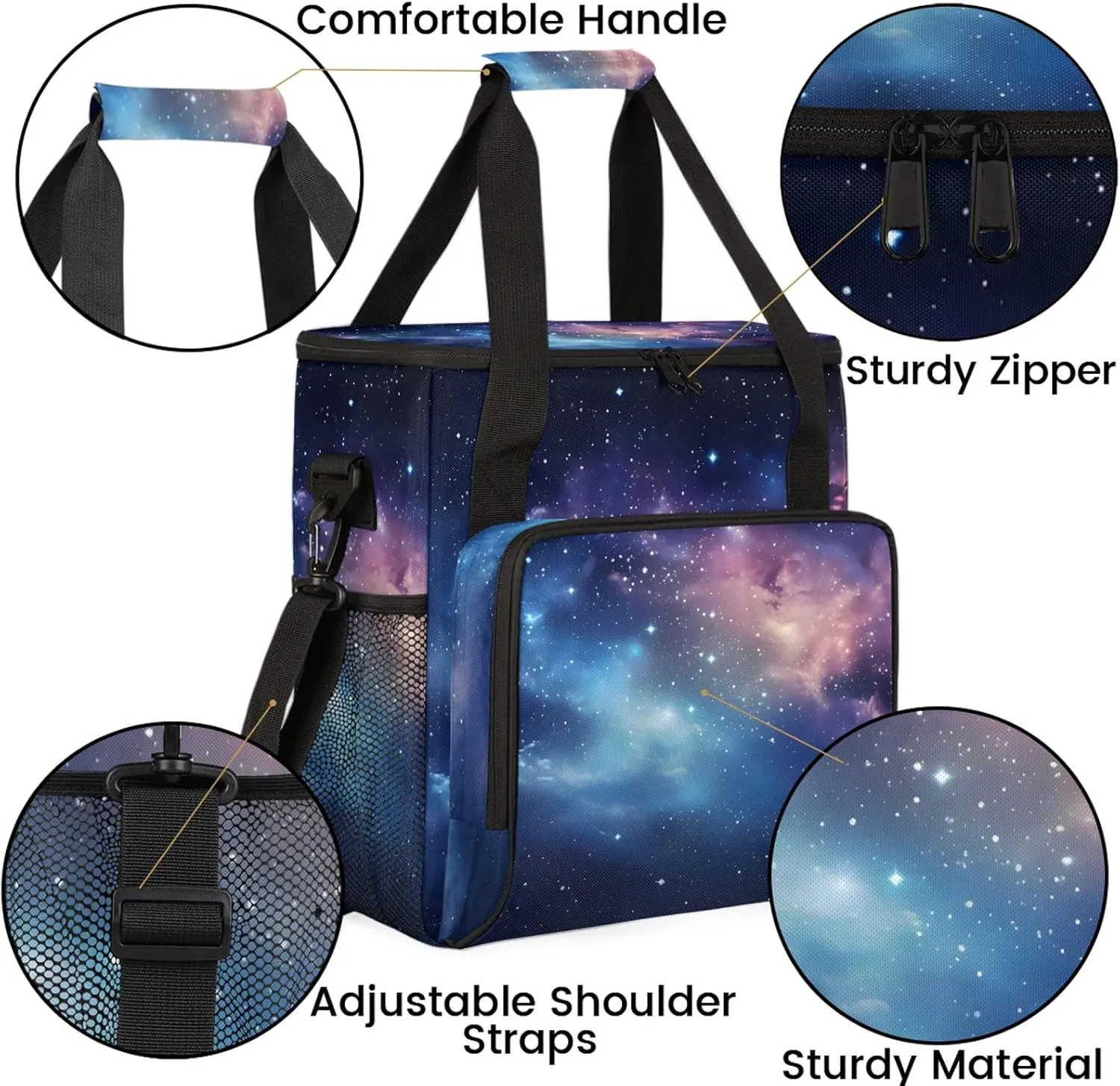 Galaxy Coffee Maker Carring Bag, Large Insulated Storage Organizer Case Tote Bags with Shoulder Strap for Travel Work Picnic