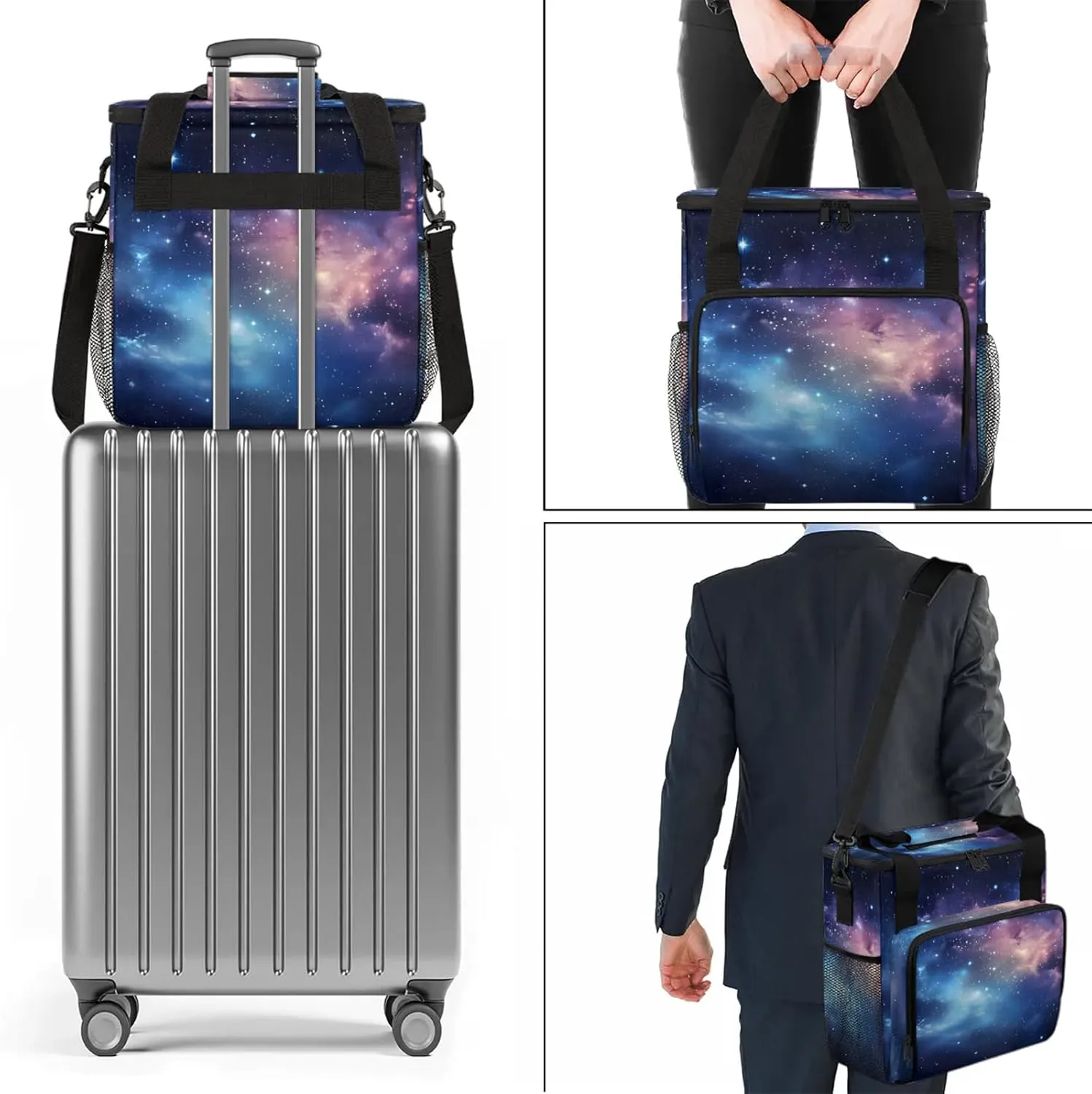 Galaxy Coffee Maker Carring Bag, Large Insulated Storage Organizer Case Tote Bags with Shoulder Strap for Travel Work Picnic