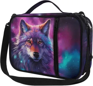 Galaxy Wolf Bible Cover Bible Carrying Case Tote Handbag Crossbody Messenger Bags with Shoulder Strap Protective Book Case with Pen Slots,Bible Book Carrier
