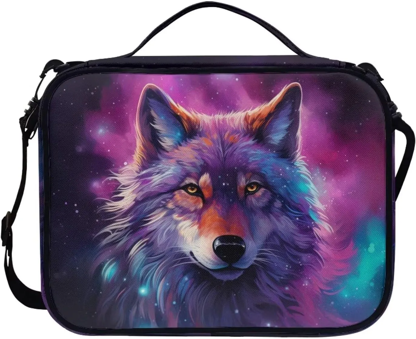 Galaxy Wolf Bible Cover Bible Carrying Case Tote Handbag Crossbody Messenger Bags with Shoulder Strap Protective Book Case with Pen Slots,Bible Book Carrier