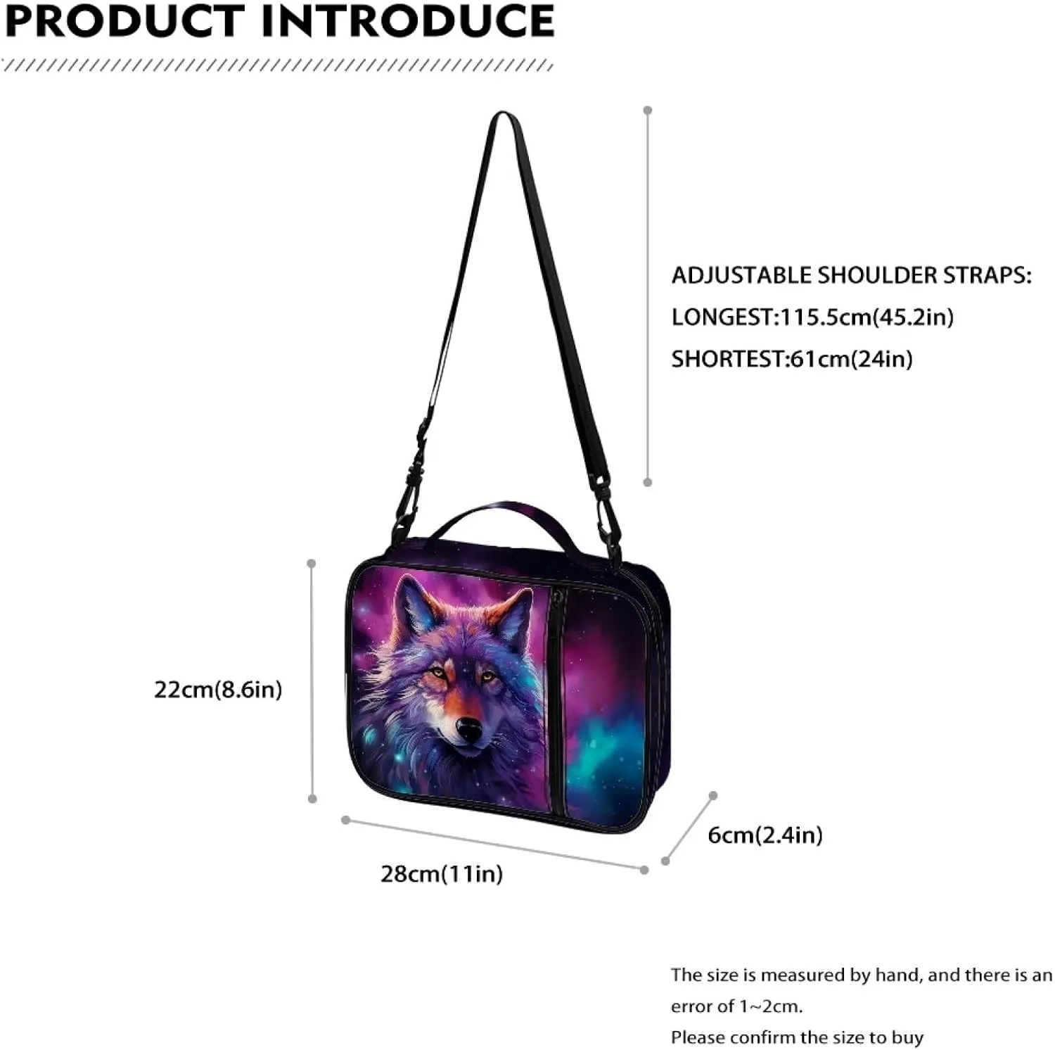 Galaxy Wolf Bible Cover Bible Carrying Case Tote Handbag Crossbody Messenger Bags with Shoulder Strap Protective Book Case with Pen Slots,Bible Book Carrier