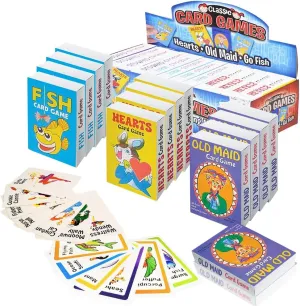 Gamie Kids Card Games 12-Pack – Classic Deck of Cards Including Go Fish, Old Maid, and Hearts – Fun and Educational Kids' Playing Cards Set – Ideal Party Favors, Gifts and Prizes