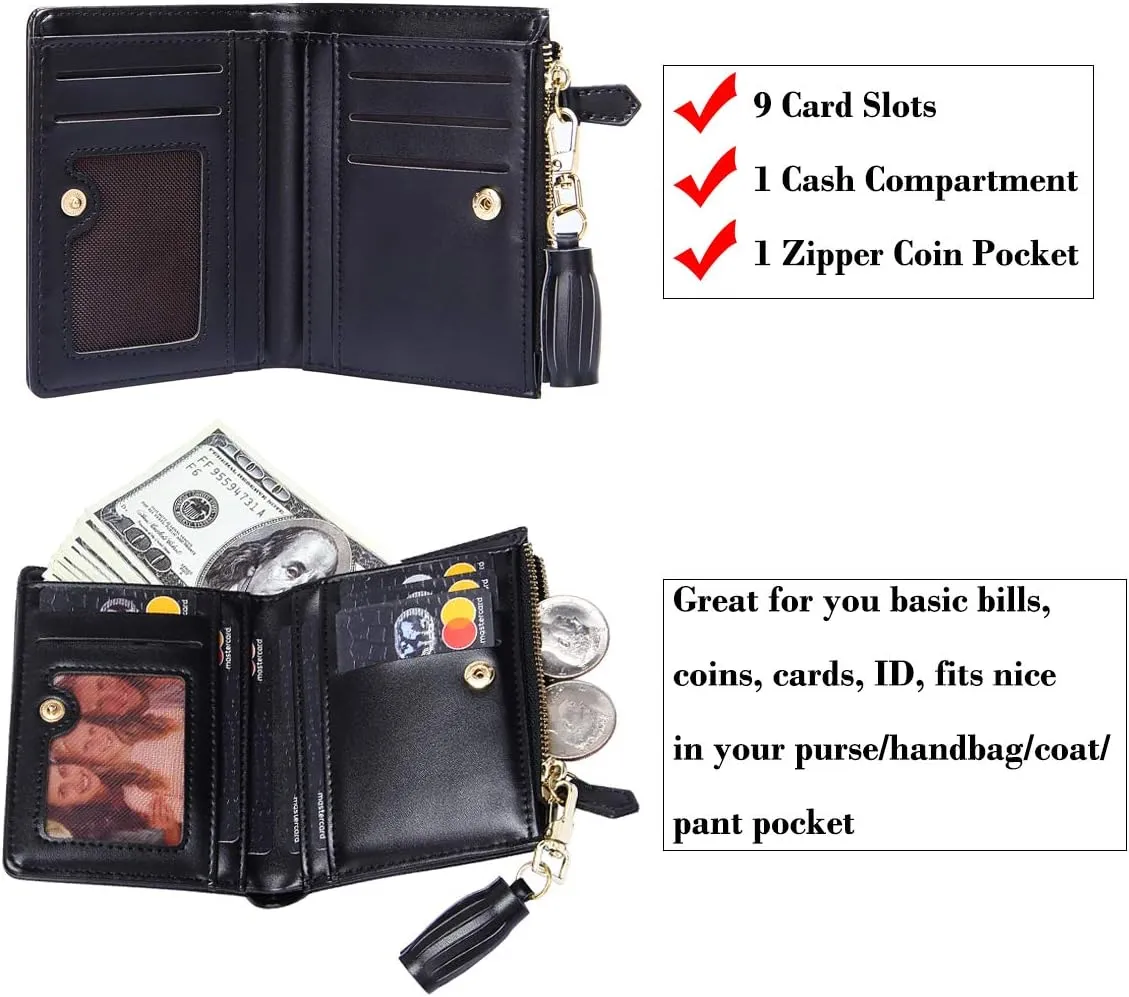 GEEAD Small Wallets for Women Bifold Slim Coin Purse Zipper ID Card Holder