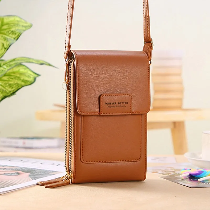 Geestock Women's Touch Screen Bag Cell Phone Shoulder Bags Soft Leather Wallet Purse of Woman Strap Handbag Female Crossbody Bag