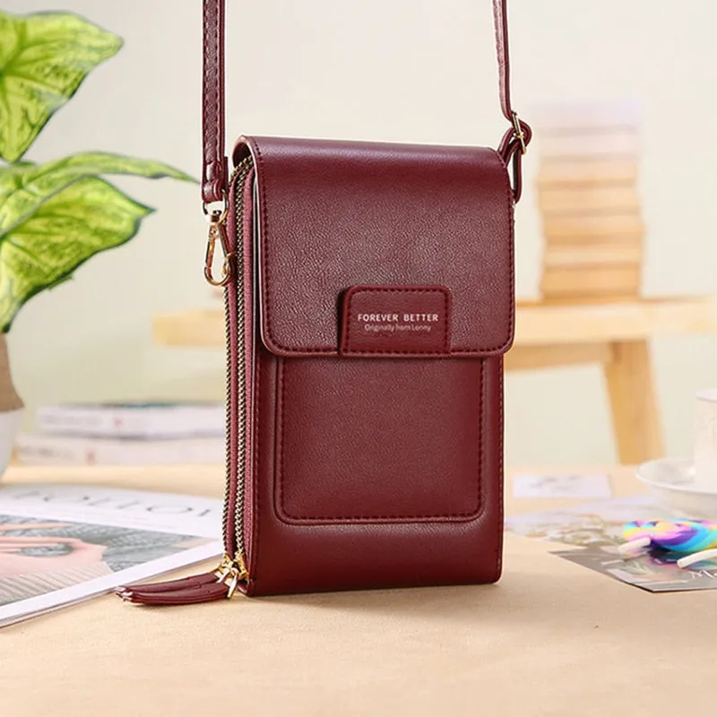 Geestock Women's Touch Screen Bag Cell Phone Shoulder Bags Soft Leather Wallet Purse of Woman Strap Handbag Female Crossbody Bag