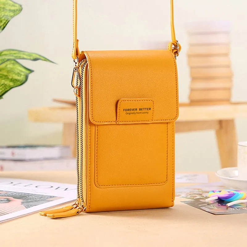 Geestock Women's Touch Screen Bag Cell Phone Shoulder Bags Soft Leather Wallet Purse of Woman Strap Handbag Female Crossbody Bag