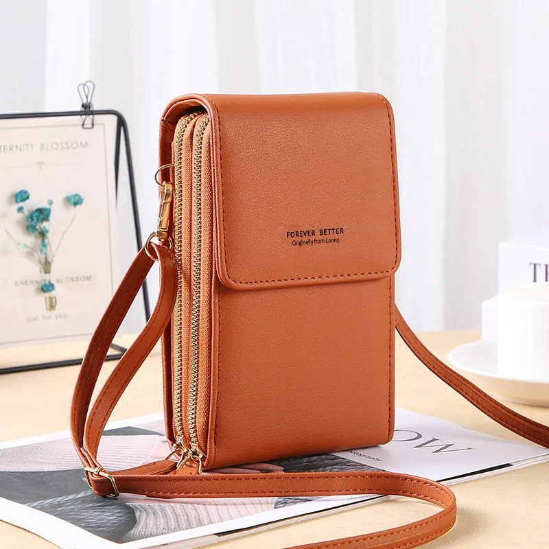 Geestock Women's Touch Screen Bag Cell Phone Shoulder Bags Soft Leather Wallet Purse of Woman Strap Handbag Female Crossbody Bag