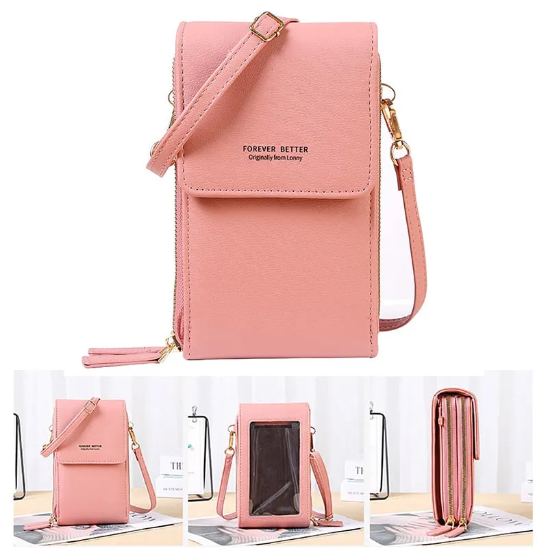Geestock Women's Touch Screen Bag Cell Phone Shoulder Bags Soft Leather Wallet Purse of Woman Strap Handbag Female Crossbody Bag