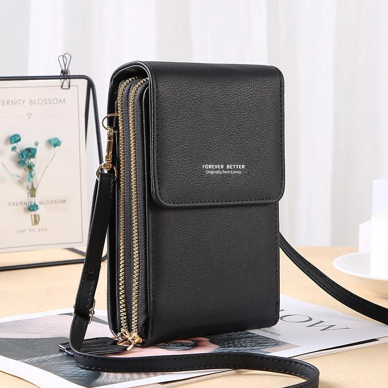 Geestock Women's Touch Screen Bag Cell Phone Shoulder Bags Soft Leather Wallet Purse of Woman Strap Handbag Female Crossbody Bag