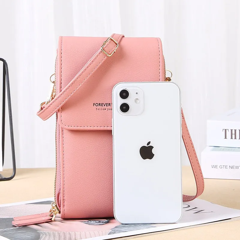 Geestock Women's Touch Screen Bag Cell Phone Shoulder Bags Soft Leather Wallet Purse of Woman Strap Handbag Female Crossbody Bag