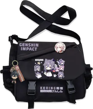 Genshin Impact Handbag Furina Crossbody Bag Single Shoulder Bag Adult Anime 3D Print Backpack Black Bag