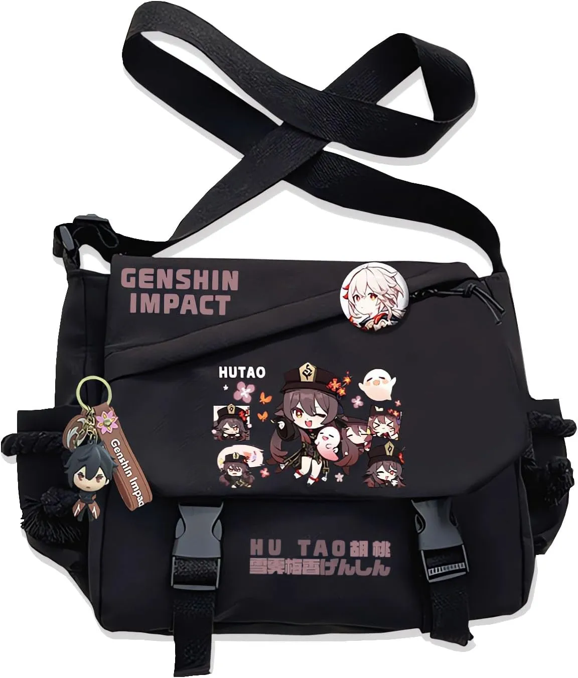 Genshin Impact Handbag Furina Crossbody Bag Single Shoulder Bag Adult Anime 3D Print Backpack Black Bag