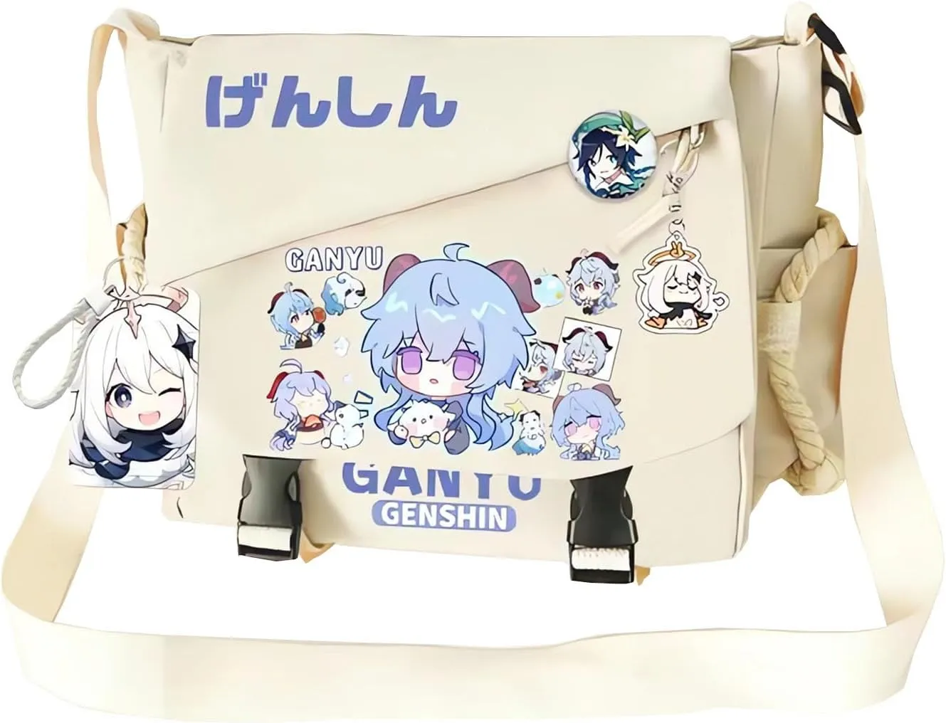 Genshin Impact Handbag Kazuha Crossbody Bag Cute Single Shoulder Bag Adult 3D Print Anime Backpack White Bag