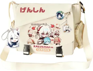 Genshin Impact Handbag Kazuha Crossbody Bag Cute Single Shoulder Bag Adult 3D Print Anime Backpack White Bag