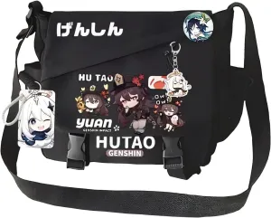 Genshin Impact Handbag Xiao Crossbody Bag Cute Single Shoulder Bag Adult 3D Print Anime Backpack Black Bag