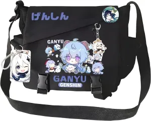 Genshin Impact Handbag Xiao Crossbody Bag Cute Single Shoulder Bag Adult 3D Print Anime Backpack Black Bag