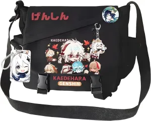 Genshin Impact Handbag Xiao Crossbody Bag Cute Single Shoulder Bag Adult 3D Print Anime Backpack Black Bag