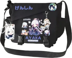 Genshin Impact Handbag Xiao Crossbody Bag Cute Single Shoulder Bag Adult 3D Print Anime Backpack Black Bag