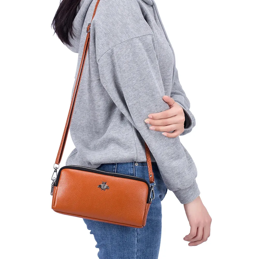 Genuine Leather Luxury Transparent Touch Screen Phone Crossbody Bag